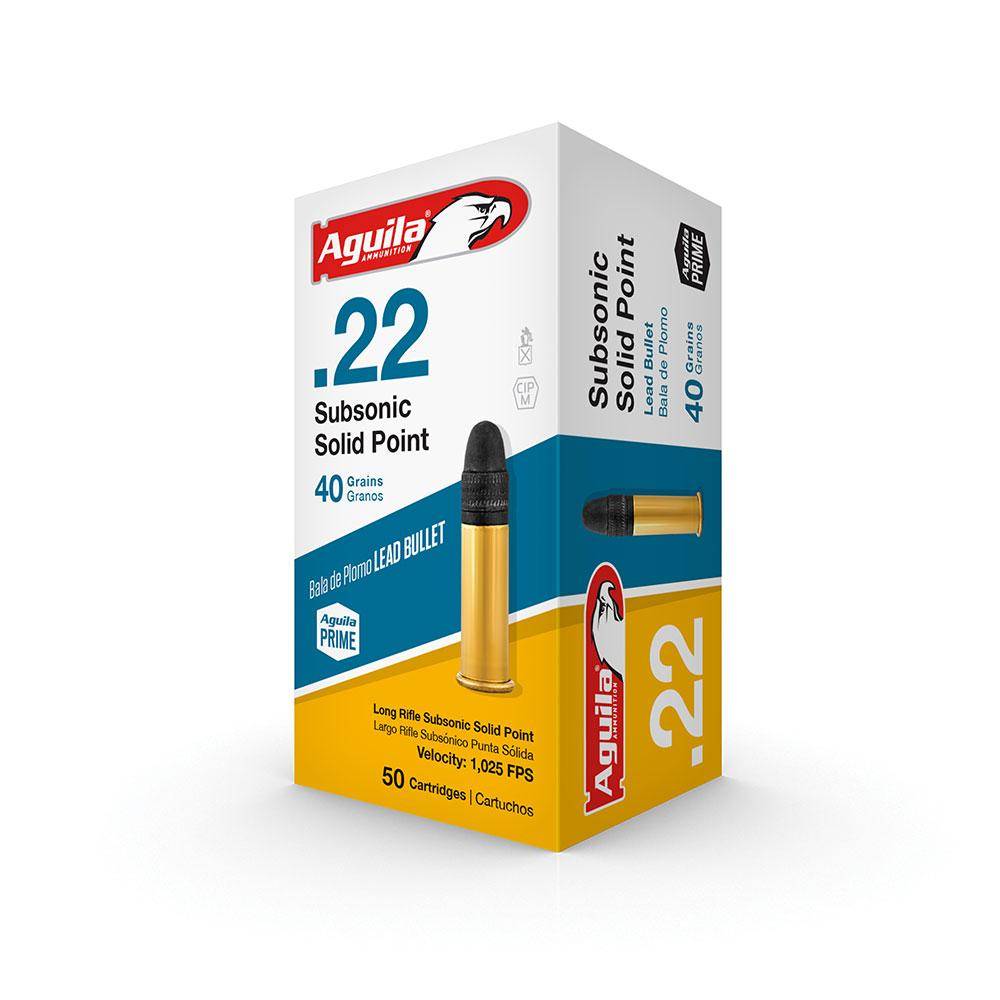 Aguila Subsonic Rimfire Ammunition .22 LR 40 gr SP 1025 fps 50/ct