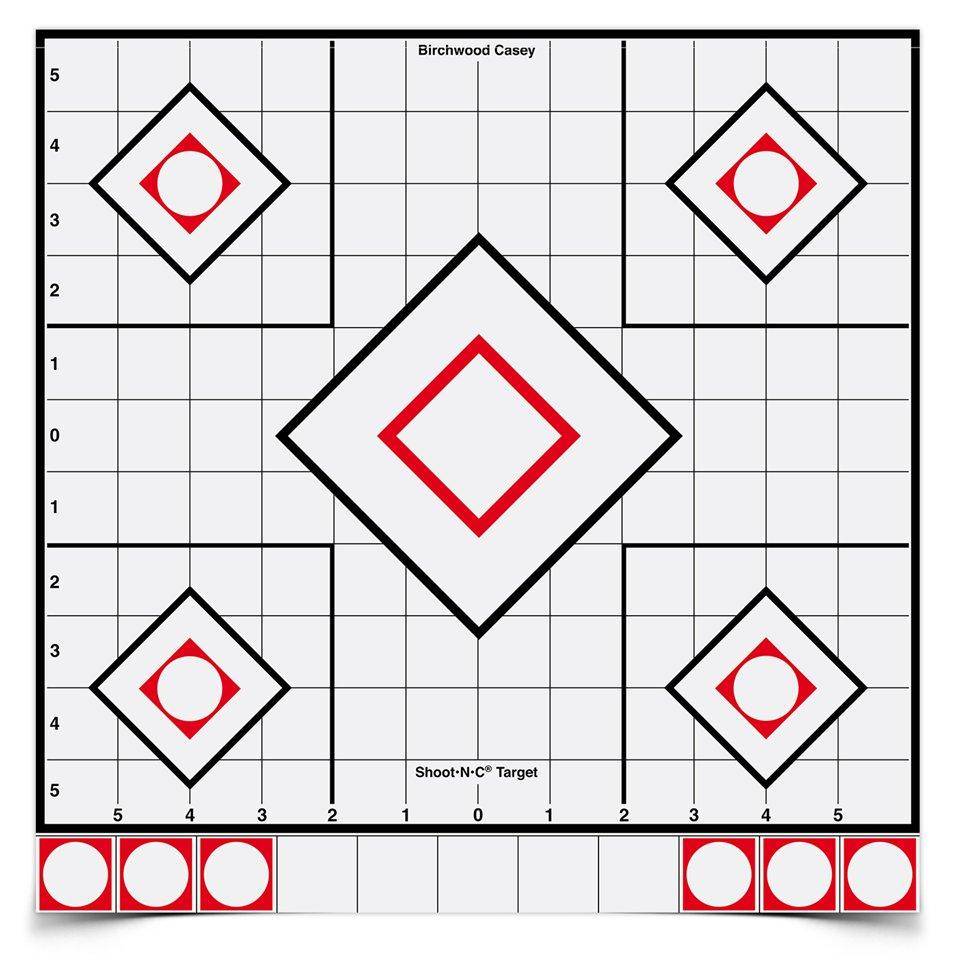 Birchwood Casey Shoot-N-C White/Black Sight-In Target - 5-12" Targets 55 Pasters
