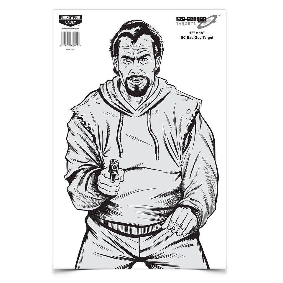 Birchwood Casey Eze-Scorer BC Bad Guy Paper Target - 12"x18" 10 Pack
