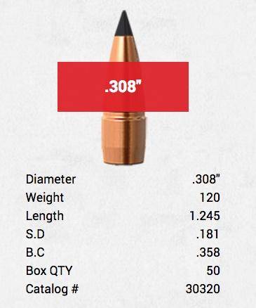 Barnes M/LE TAC-TX Rifle Bullets 300 BLK .308" 120 gr TAC-TX BT 50/ct
