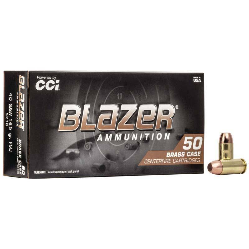 CCI Blazer Brass Handgun Ammunition .40 S&W 165 gr FMJ 1050 fps 1000/ct Case - Image 2