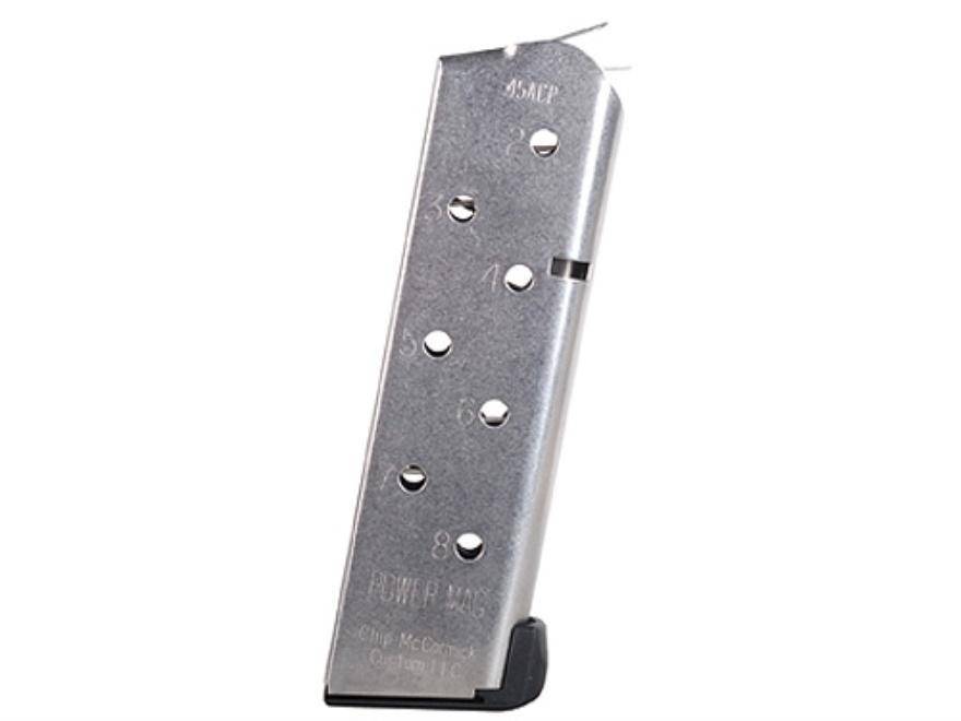 Chip McCormick 1911 Compact Power Mag Magazine .45 ACP Stainless Steel 8/rd