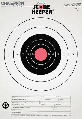 Champion Scorekeeper Targets Fluorescent Orange Bull - 25 yd. Pistol Slow Fire 12/Pack