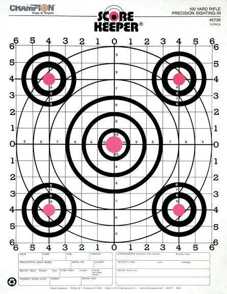 Champion Scorekeeper Targets Fluorescent Orange Bull - 100 yd. Rifle Sight-In 12/Pack