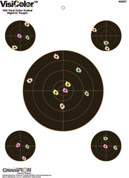 Champion VisiColor High-Visibility Paper Targets 8" Bull w/4 extra Bulls 10/Pack