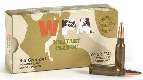 Wolf Military Classic Rifle Ammunition 6.5 Grendel 100gr FMJ 2690 fps 20/ct