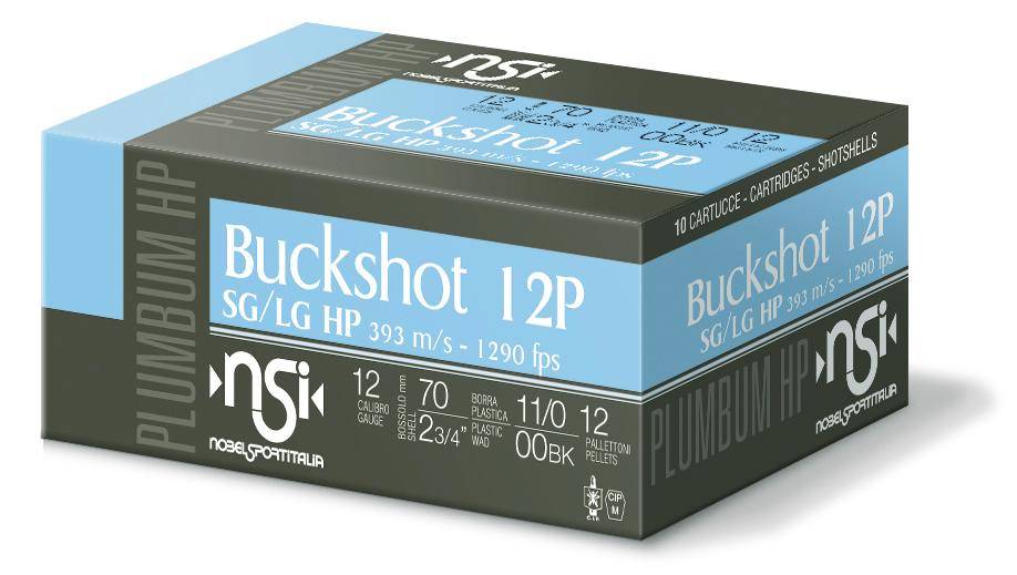 Noble Sport Plumbum Buckshot Shotshells 12 ga 2-3/4" 12 pellet 1290 fps #00 10/ct