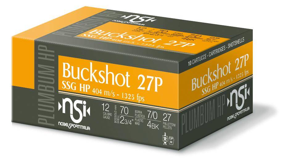 Noble Sport Plumbum Buckshot Shotshells 12 ga 2-3/4" 27 pellet 1325 fps #4 10/ct
