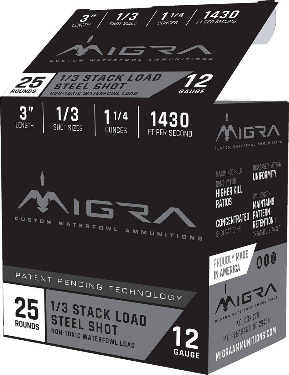 Migra Waterfowl Steel Shot Shotshells 12 ga 3" 1-1/4 oz 1430 fps #1#3 25/ct