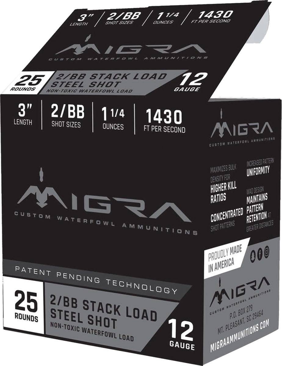 Migra Waterfowl Steel Shot Shotshell 12 ga 3" 1-1/4 oz 1430 fps #2-BB 25/ct