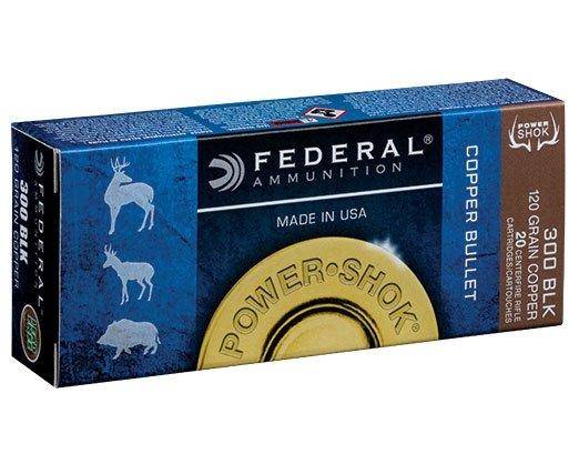 Federal Power-Shok Copper Rifle Ammunition .300 Blackout 120gr HP 2100 fps 20/ct