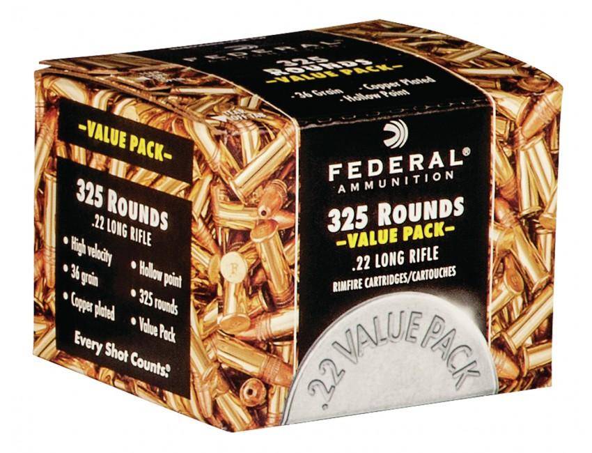 Federal Champion Rimfire Value Pack Ammunition .22LR 36gr CPHP 1260 fps 325/ct