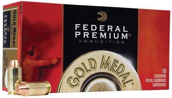 Federal Premium Gold Medal Handgun Ammunition .45 ACP 185gr FMJ 770 fps 50/ct