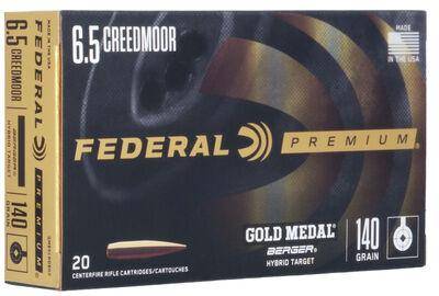 Federal Gold Medal Berger Hybrid Rifle Ammuntion 6.5mm Creedmoor 140gr BTHP 2725 fps 20/ct