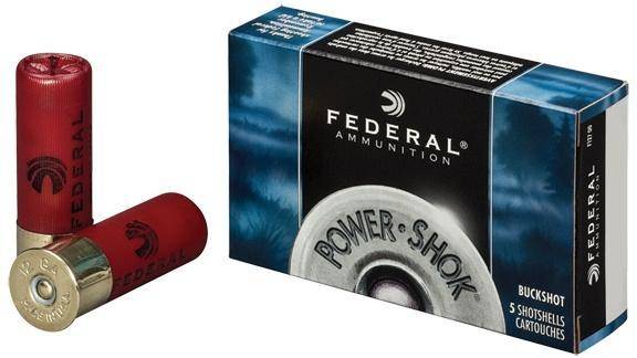 Federal Power-Shok Low Recoil Shotshells 12 ga 2-3/4" 9plts 1140 fps #00 5/ct