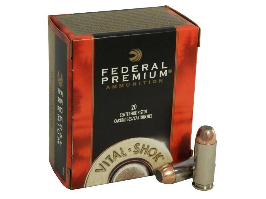 Federal Premium Vital-Shok Handgun Ammunition 10mm Auto 180 gr JSP 1275 fps 20