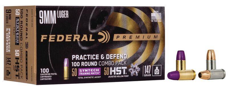 Federal Practice & Defend HST/Syntech Combo 9mm Luger 147 gr 1000 fps 100/ct