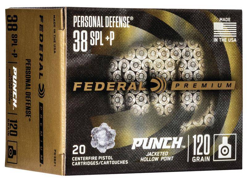 Federal Personal Defense Punch Handgun Ammuntion .38 Spl(+P) 120 gr JHP1000 fps 20/ct