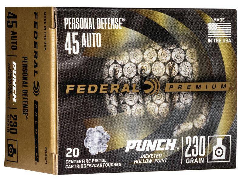 Federal Personal Defense Punch Handgun Ammuntion .45 ACP 230 gr JHP 890 fps 20/ct