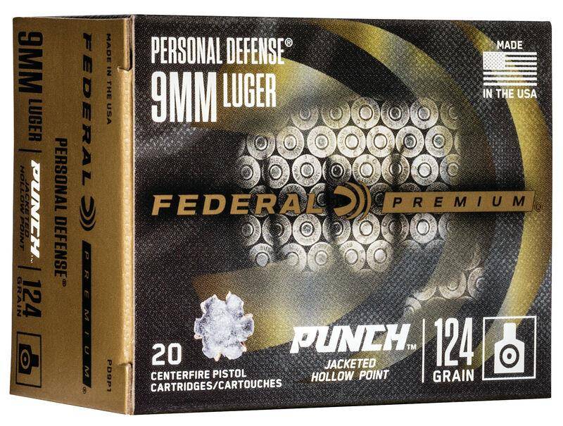 Federal Personal Defense Punch Handgun Ammuntion 9mm Luger 124 gr 1150 fps JHP 20/ct