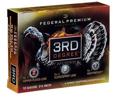 Federal 3rd Degree Shotshell 12ga 3-1/2 2oz  1250 fps  #5/#6 & #7 5/ct