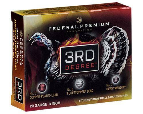 Federal 3rd Degree Shotshell 20ga 3" 1-1/2oz 1100 fps  #5/#6 & #7 5/ct