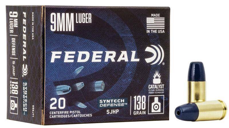 Federal Syntech Defense Handgun Ammunition 9mm Luger 138gr SJHP 1050 fps 50/ct