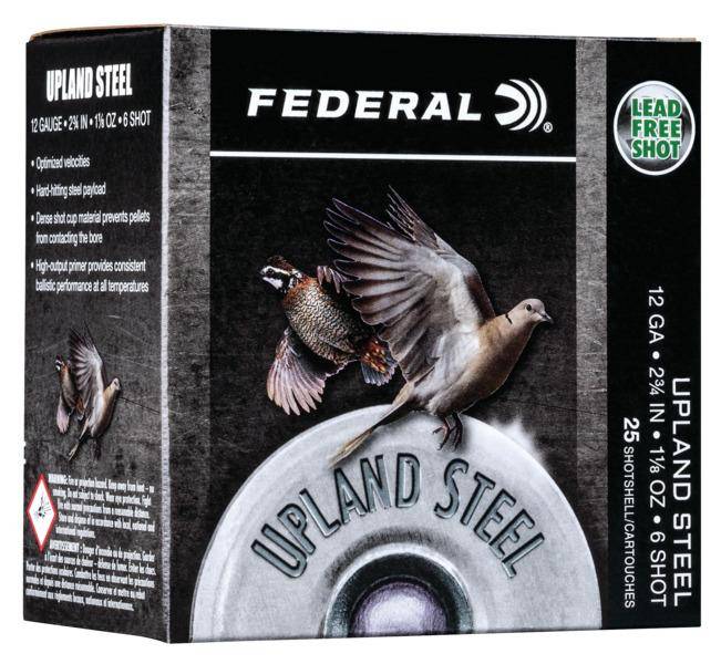 Federal Upland Steel Shotshells 12ga 2-3/4" 1-1/8 oz 1400 fps #6 25/ct