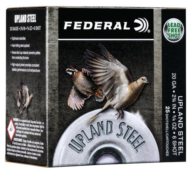 Federal Upland Steel Shotshells 20ga 2-3/4" 7/8 oz #6 1500 fps 25/ct