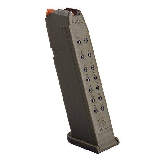 Glock Handgun Magazine G17 Gen5 17/rd OD Green Orange Follower Bulk
