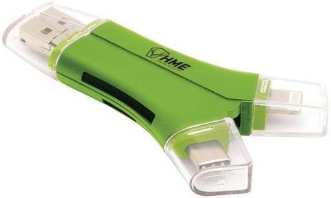HME 4-in-1 SD Card Reader for IOS & Android USB-OTG Device