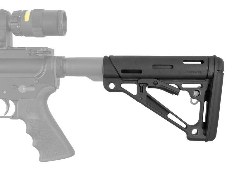 Hogue AR-15/M-16 Over-Molded Collapsible Buttstock Black - Fits Commercial Buffer Tube