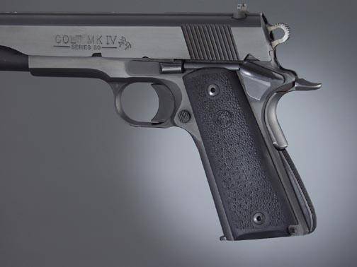 Hogue Colt Government Grips .45 1911 Rubber Panels with Palm Swells - Black