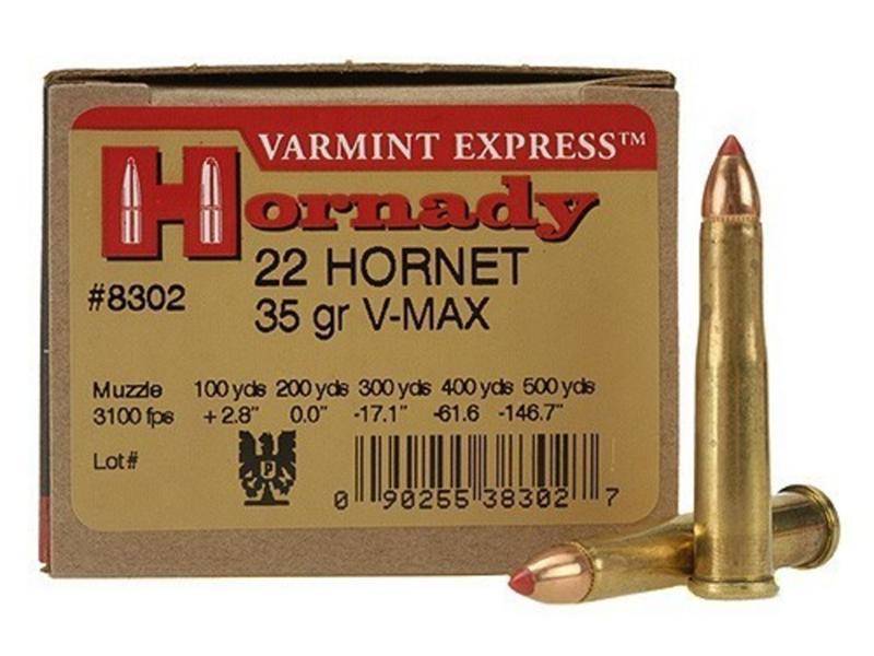 Hornady Varmint Express Rifle  Ammunition .22 Hornet 35 gr V-MAX 3100 fps - 20/box