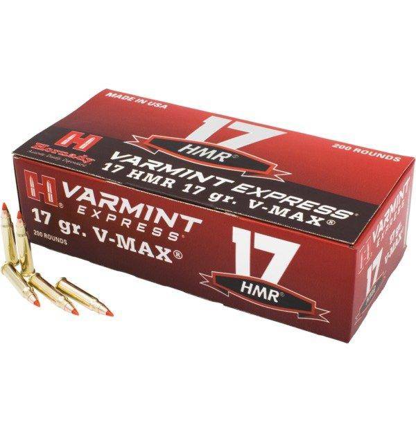 Hornady Varmint Express Rimfire Ammuntion .17 HMR 17gr V-MAX 2550 fps 200/Box