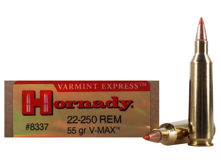 Hornady Varmint Express Rifle  Ammunition .22-250 Rem 55 gr V-MAX 3680 fps - 20/box