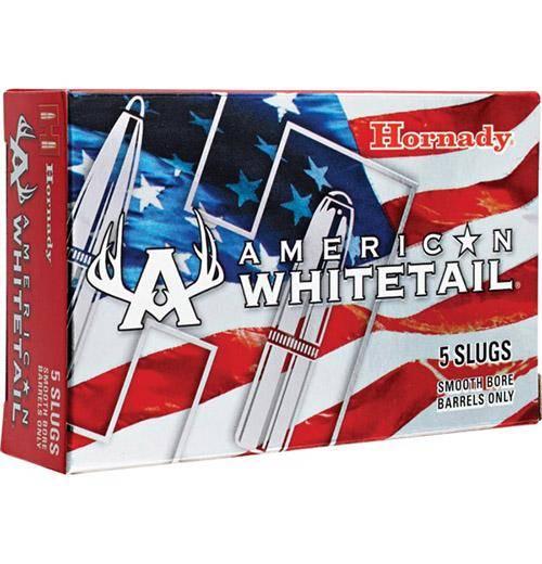 Hornady American Whitetail Shotshell Ammunition 12 ga 1600 fps 1 oz Rifled Slug 5/box