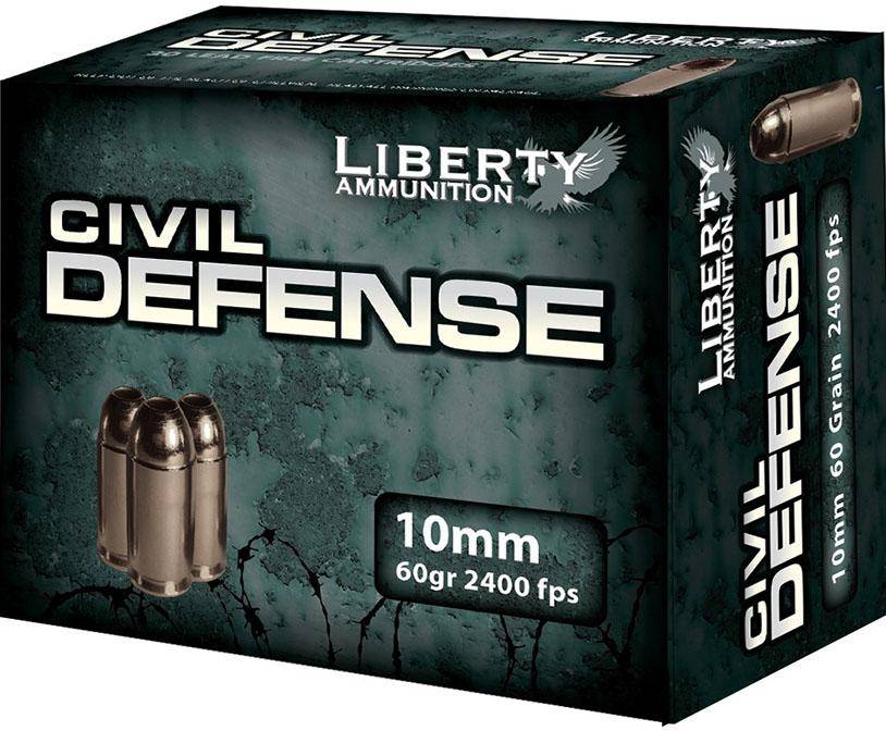 Liberty Civil Defense Handgun Ammunition 10mm Auto 60 gr SCHP 2400 fps 20/ct