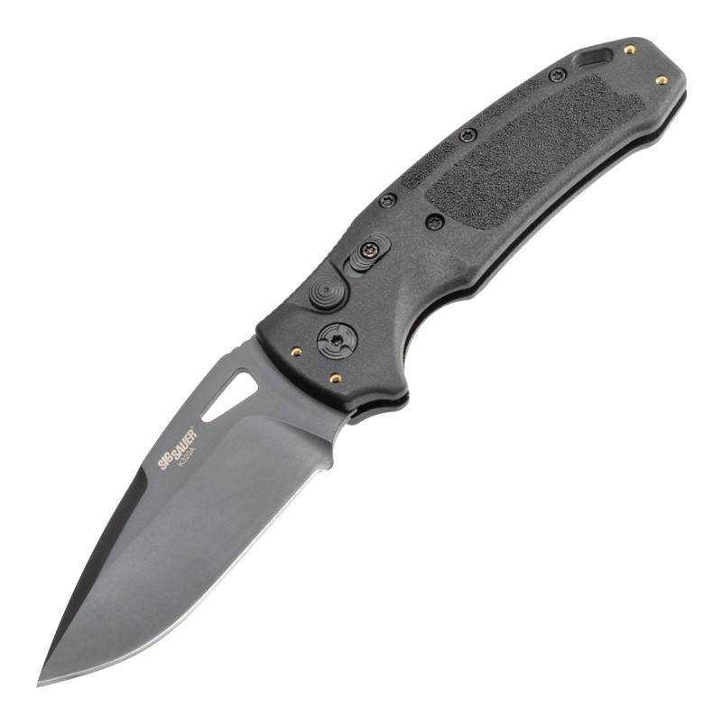 Hogue Sig Sauer K320A Nitron Automatic Folder Knife 3 1/2" Drop Point Blade Black