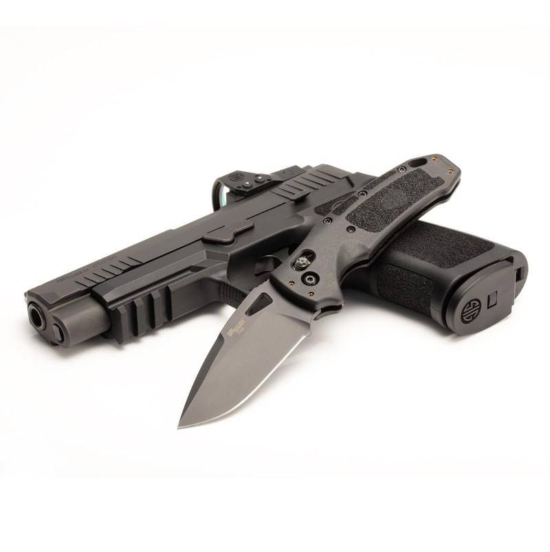 Hogue K320 Nitron Manual Folder 3 1/2" Drop Point Blade Black - Image 4