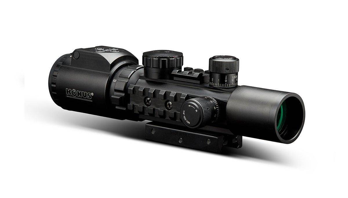 KONUSPRO AS34 Rifle Scope - 2-6x28mm Engraved/Illuminated Mil-Dot Reticle Black Matte