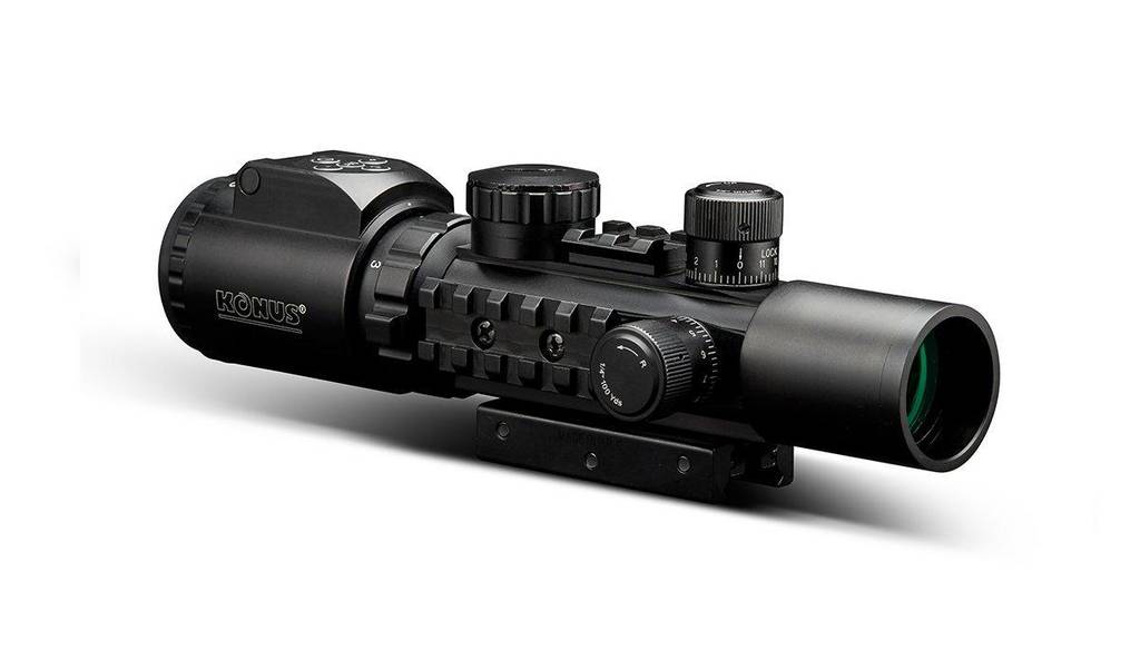 KONUSPRO AS34 Rifle Scope - 2-6x28mm Engraved/Illuminated Mil-Dot Reticle Black Matte