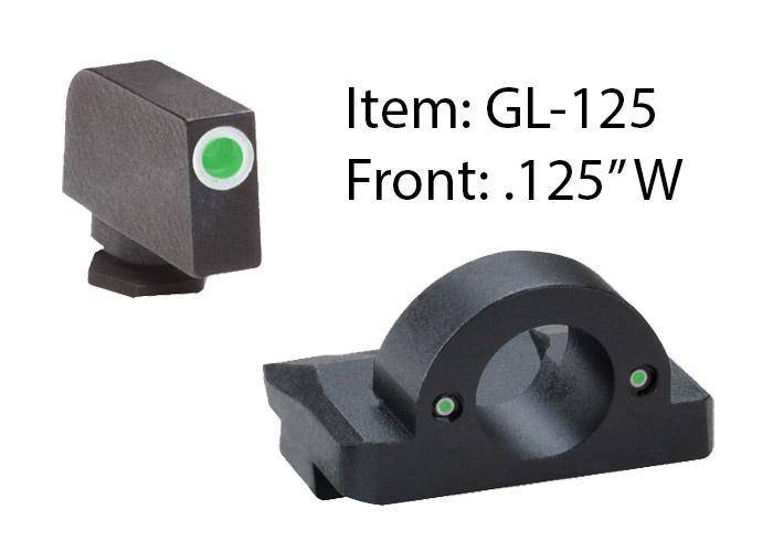 AmeriGlo Ghost Ring Night Sight Set For Select Glocks / Front Tritium - Green - Front Outline - White / Rear Tritium - Green