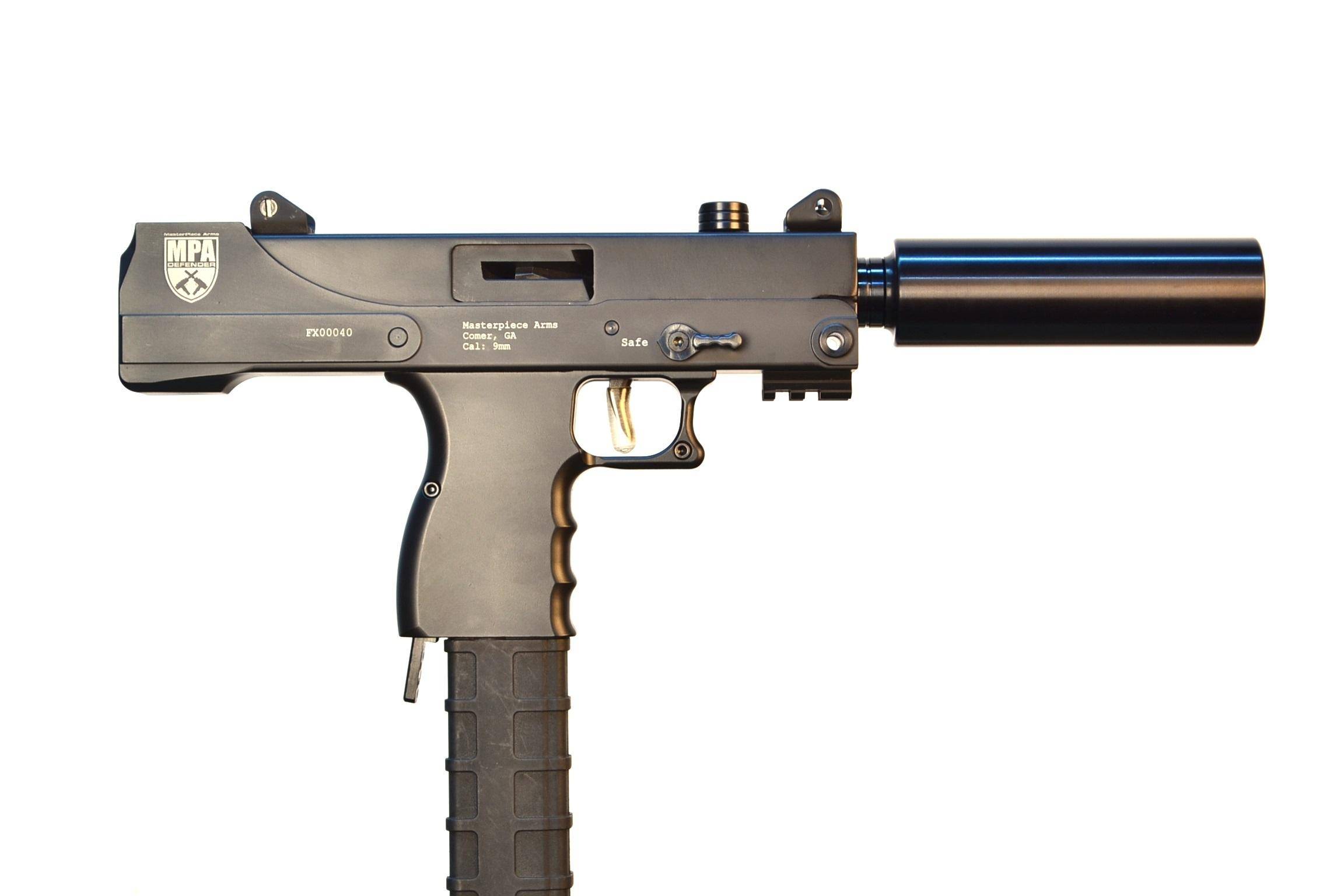 Masterpiece Arms Defender MPA30T Handgun 9mm Luger 30rd Magazine 4.5" Threaded Barrel Black
