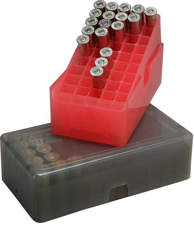 MTM .44/.45 Mag 50-Round Slip Top Handgun Ammo Box Clear Smoke
