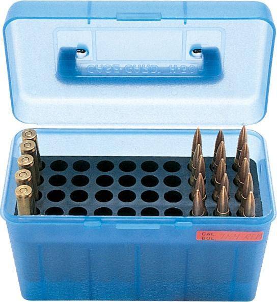 MTM Deluxe H-50 Series Rifle Ammo Box Clear Blue