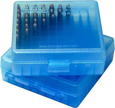 MTM Flip Top Ammo Box for .22 LR 100 Rounds Clear Blue