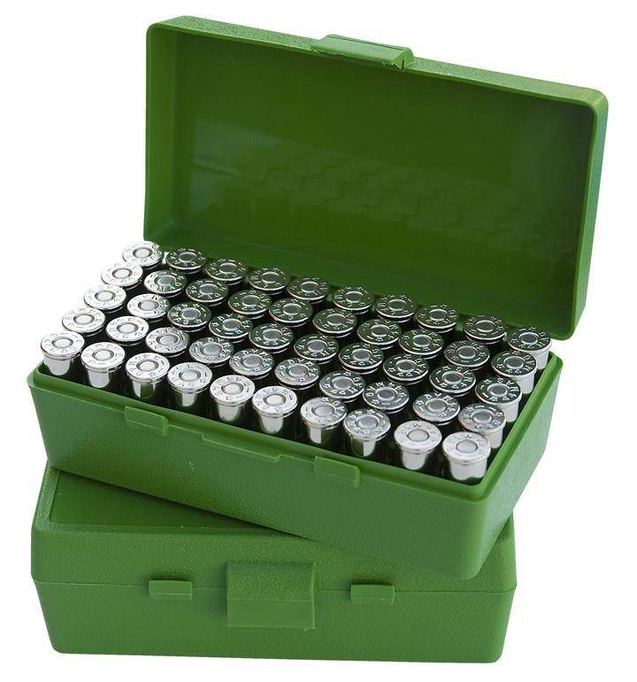 MTM Case Guard P-50 Series Handgun Ammo Box .38/.357 50 Rounds Green