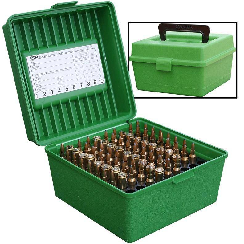 MTM Deluxe R-100 Series Rifle Ammo Box 100 Rounds Green