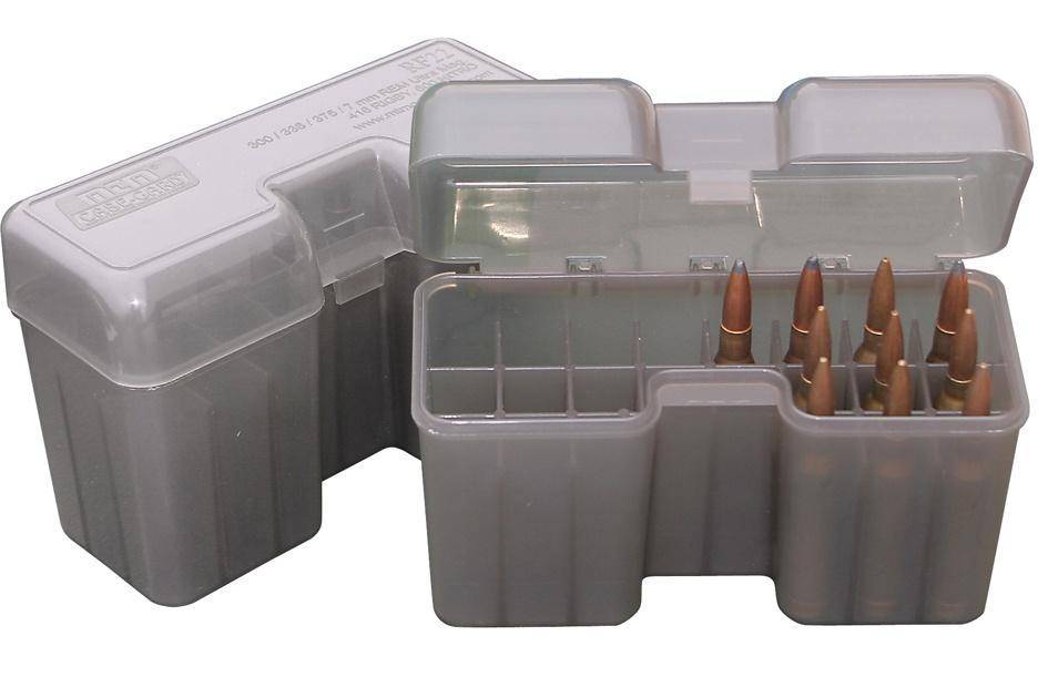 MTM Case-Guard RF-22 Series Flip Top Rifle Ammo Box Clear Smoke